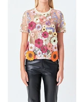 endless rose Women's Floral Embroidered Top