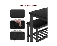 gaomon Dining Table Set for 4, Modern Kitchen with Bench and Chairs, 4 Piece Room Storage Rack Small Spaces