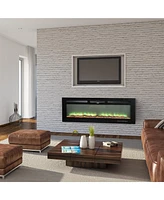 Boyel Living Wall Mounted Recessed Electric Fireplace with Logs and Crystals