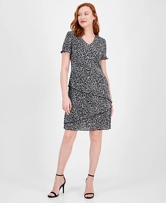 Connected Women's Printed Asymmetric Tiered Dress