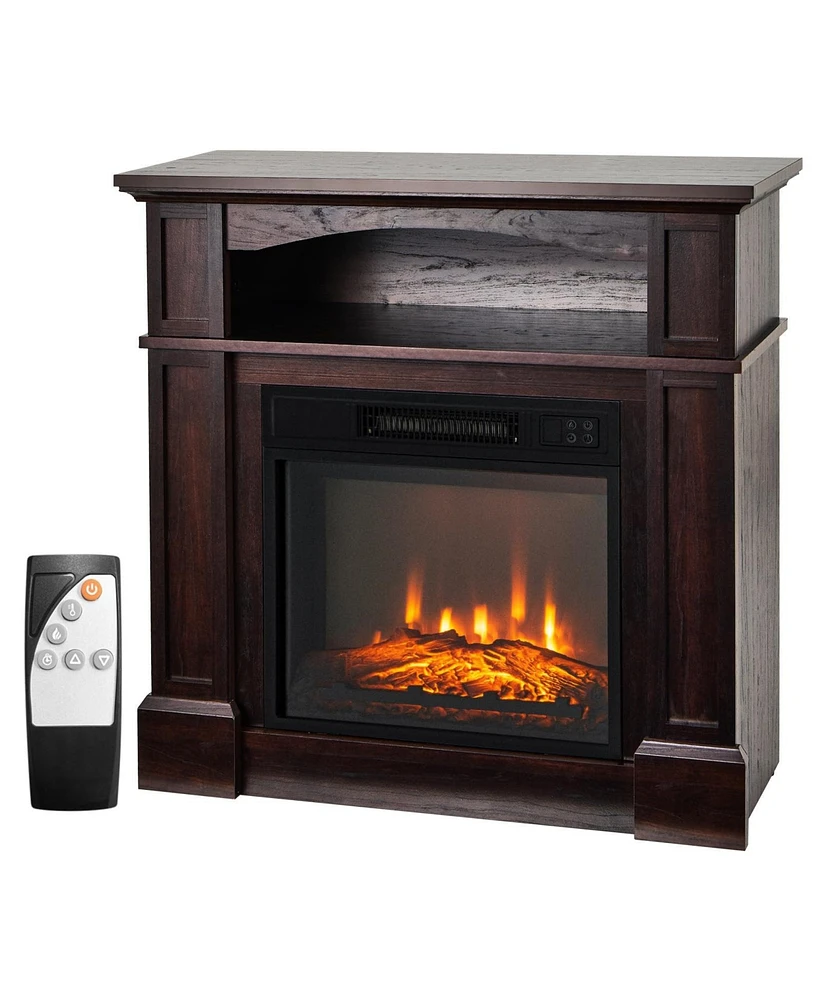 Sugift 18 Inch 1400W Electric Tv Stand Fireplace with Shelf