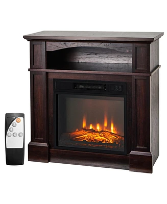 Sugift 18 Inch 1400W Electric Tv Stand Fireplace with Shelf