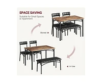 gaomon Dining Table Set for 5 Kitchen with 2 Upholstered Chairs and Bench 4 Pcs Rectangular Small Space Apartment Studio