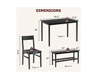 gaomon Dining Table Set for 4, Modern Kitchen Table with Bench and Chairs