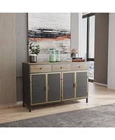 Slickblue 4 Doors Modern Sideboard with 3 Top Drawers, Sideboard Storage Cabinet Entryway Floor Cabinet for Living Room Office Bedroom