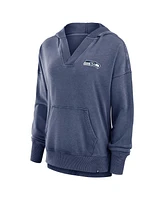 Fanatics Women's Heather Navy Seattle Seahawks Initiative Snow Wash French Terry V-Neck Pullover Hoodie