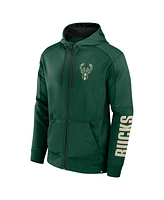 Fanatics Men's Hunter Green Milwaukee Bucks Baller Defender Performance Full-Zip Hoodie