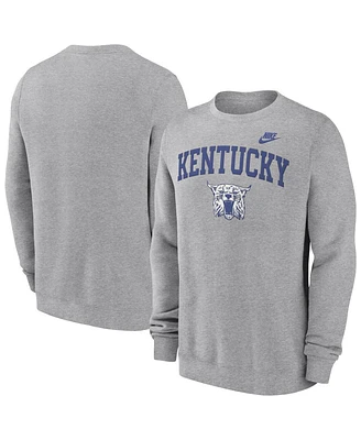 Nike Men's Heather Gray Kentucky Wildcats Legacy Classic Tackle Twill Embroidered Arch Over Logo Pullover Sweatshirt