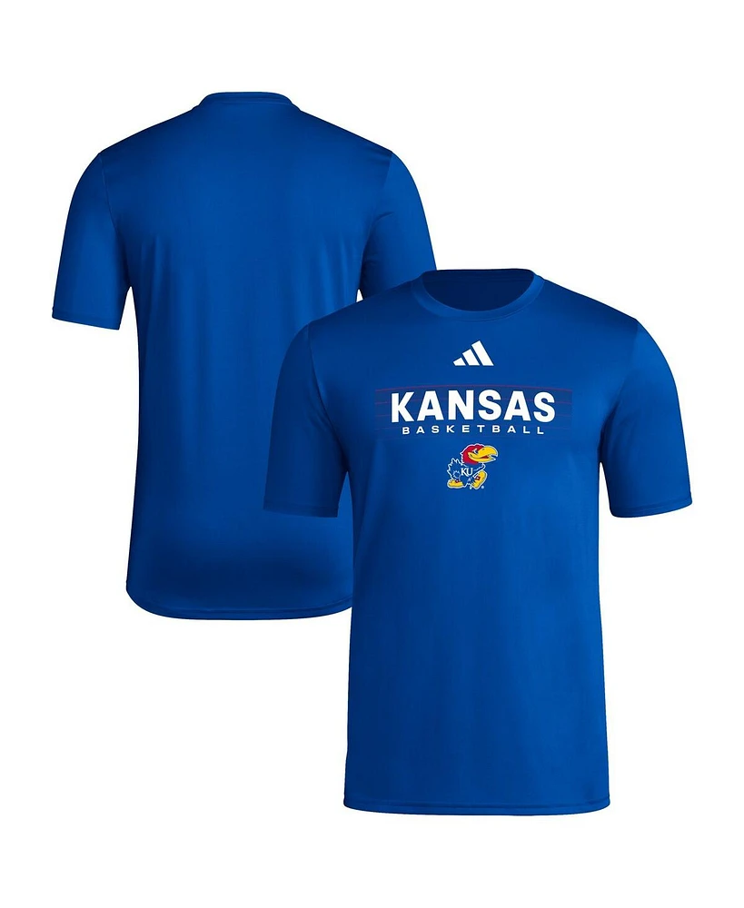 Adidas Men's Royal Kansas Jayhawks Locker On-Court The Fade Pregame Aeroready T-Shirt