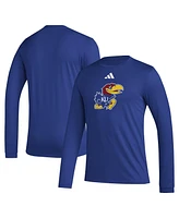 Adidas Men's Royal Kansas Jayhawks Primary Locker Logo Pre-game Long Sleeve T-shirt