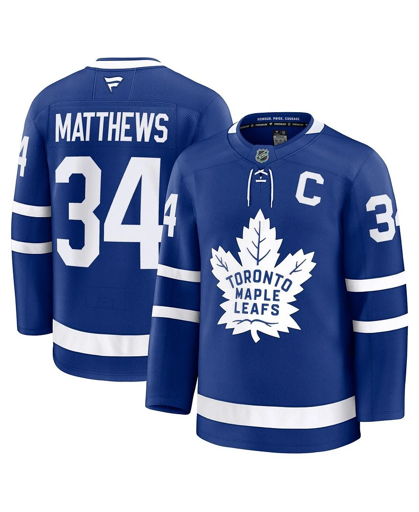 Fanatics Men's Auston Matthews Blue Toronto Maple Leafs Captain Patch Home Premium Jersey