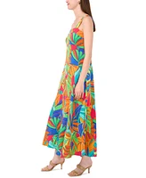 Msk Women's Printed Square-Neck Sleeveless Maxi Dress