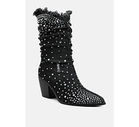 London Rag Savant Diamante & Rhinestones Denim Boots