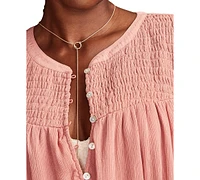 Lucky Brand Women's Smocked Bubble-Hem Top