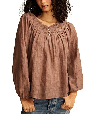 Lucky Brand Women's Easy Smocked-Yoke Top