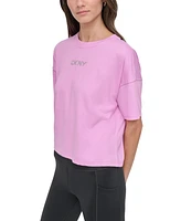 Dkny Sport Women's Rhinestone-Logo Cropped T-Shirt