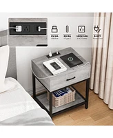 gaomon Nightstand with Charging Station