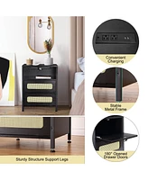 gaomon Nightstand with Charging Station and Led Light