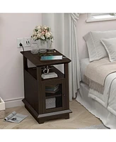 gaomon Nightstand with Usb Ports and Storage Cabinet - End Table with Charging Station