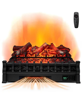 Sugift 26 Inch Electric Fireplace Heater with Remote Control and Realistic Lemonwood Ember Bed