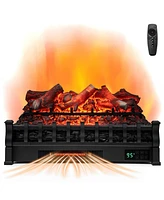 Sugift 26 Inch Electric Fireplace Heater with Remote Control and Realistic Lemonwood Ember Bed