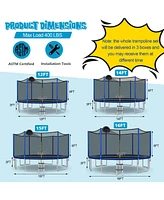 Gymax 15FT Outdoor Large Trampoline Safety Enclosure Net w/ Basketball Hoop Ladder