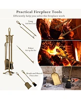 Sugift 5 Pieces Fireplace Tool Set Fireplace Accessories with Poker