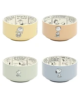 Peanuts Snoopy Bonbon Bites 4 Piece 5.5" Decorated Stoneware Ceramic Stackable Bowl Set