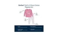 Gerber Toddler Girls Long Sleeve Pajama Set, 2 Piece, Playground