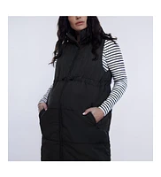 Motherhood Maternity Woven Full-Zip Sleeveless Quilted Puffer Vest