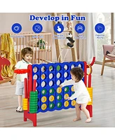 Gymax 2.5' 4-to-Score Giant Game Set Basketball Hoop & Ring Game Outdoor Indoor