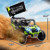 Qaba 24V 7AH Ride on Car, 2 Seater 4 Mph Utv w/ Music,