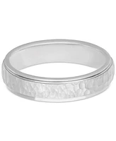 Men's Hammered Finish Step Edge Wedding Band Sterling Silver