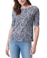 Gloria Vanderbilt Women's Alanis Printed Boat-Neck Tee