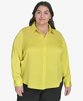 Dkny Plus Mixed-Media Blouse