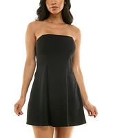 City Studios Juniors' Strapless Bow-Trim Scuba Dress