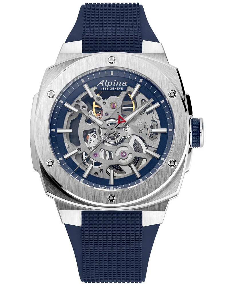 Alpina Men's Swiss Automatic Alpiner Extreme Blue Rubber Strap Watch 39mm