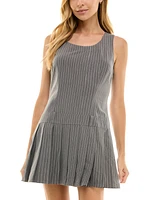 City Studios Juniors' Pinstripe Pleated-Skirt Mini Dress