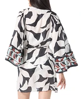 Vince Camuto Women's Printed Front-Tie Robe Swim Cover-Up