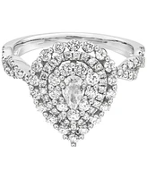 Diamond Pear Halo Engagement Ring (1 ct. t.w.) in 14K White Gold