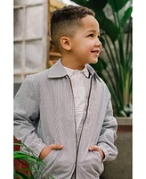 Hope & Henry Boys Long Sleeve Seersucker Bomber Jacket