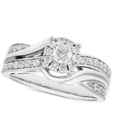 Diamond Swirl Halo Engagement Ring (1/2 ct. t.w.) in 14k White Gold