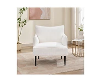 gaomon Modern Accent Chair, Corduroy Living Room Armchair for Bedroom, Modern Accent Armchair Comfy Reading Chair Single Sofa for Waiting Room, White