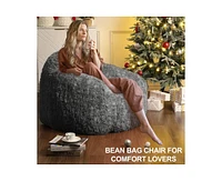 gaomon Bean Bag Chair, Adult Bean Bag Couch with Armrest, Soft Fluffy Faux Fur Beanbag Chair for Reading, Plush Lazy Sofa High