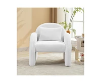 gaomon Sherpa Accent Chair,Teddy Upholstered Arm Single Sofa,Modern Fluffy Reading Chair for Living Room, Bedrooms, Corner,Mid Century Accent Armchair