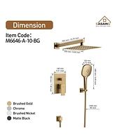 Casainc 10 Inch Wall Mounted Rainfall Shower Head with 3-Spray Handheld Shower System