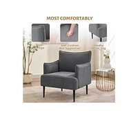 gaomon Mid Century Accent Chair, Comfy Living Room Chair Armchair Grey Fabric Sofa Chair for Bedroom, Modern Accent Chair with Arms and Metal Legs for