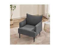 gaomon Mid Century Accent Chair, Comfy Living Room Chair Armchair Grey Fabric Sofa Chair for Bedroom, Modern Accent Chair with Arms and Metal Legs for