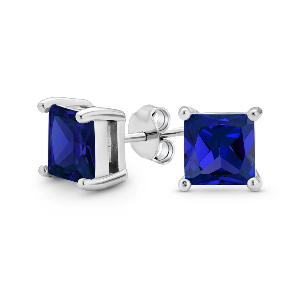 Bling Jewelry Square Cubic Zirconia Cz Stud Earrings Sterling Silver