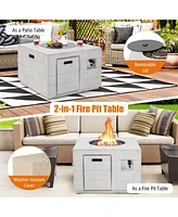 Givimo 34 Inch Square Concrete Propane Fire Pit Table with Lava Rocks and Cover 50 000 Btu